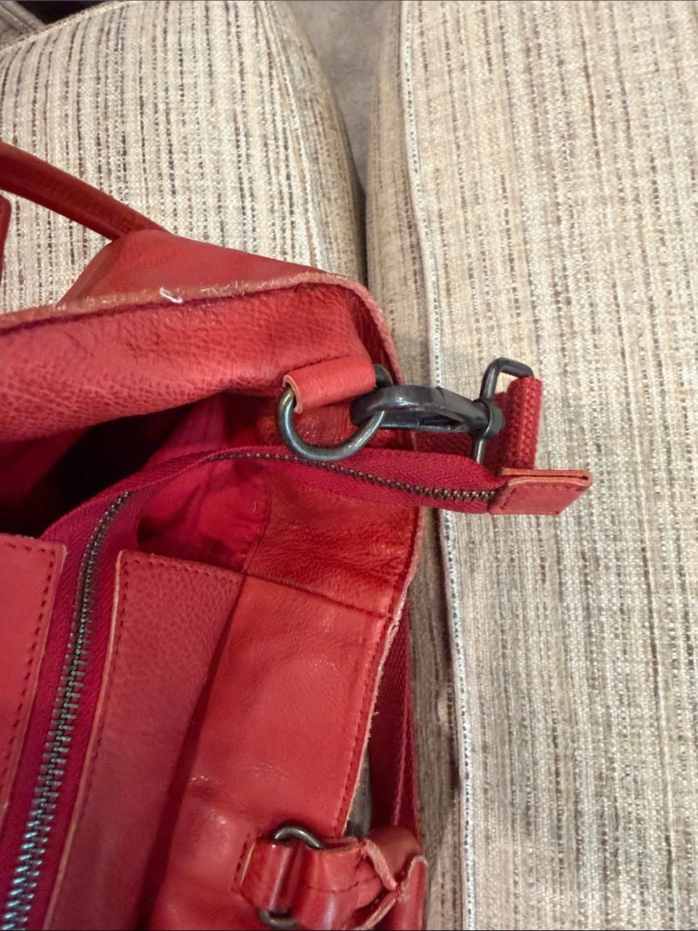 Women’s Free People Red Leather Distressed Shoulder Bag - Stylish Everyday Tote
